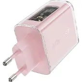 Acefast Gan 65W Chargeur 3 ports (1Xusb, 2Xusb C) Rose (A45)
