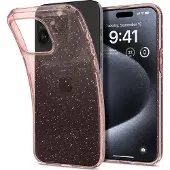 Spigen Liquid Crystal Glitter, quartz rose - iPhone 15 Pro (Apple iPhone 15 Pro), Coque pour téléphone portable, Pink, Transparent, Rose