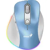 Genius Souris Ergo 9000S Pro, sans fil, Bluetooth, 2400DPI, rechargeable, RGB, bleue