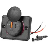 Amio Chargeur USB étanche pour voiture USB + USB-C QC3.0 12V 24V -04231