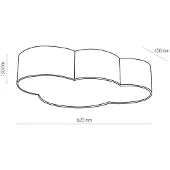TK Lighting Plafonnier sur mesure CLOUD blanc et rose, 4xE27x40W, tissu, dimensions : 13x45x62 cm, IP20, TK-Lighting