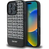 DKNY Repeat Pattern Bottom Stripe Case (Apple iPhone 16 Pro Max), Coque pour téléphone portable, Noir