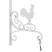 Relaxdays Support pour jardinière suspendue , robinet, fixation murale, H x l x P : 30 x 25,5 x 2 cm, crochet pour fleurs d'intérieur et d'extérieur, fer, blanc