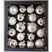 Thüringer Glasdesign Set de boules de Noël en argent 18 pièces