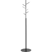 Haku Portemanteau , 6 crochets de 5 kg chacun, Ø 360 x H 1700 mm, tube d'acier peint époxy/bois/métal, gris-noir
