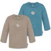 Normani T-Shirt 'Taupo' beige chiné / bleu cyan / blanc cassé