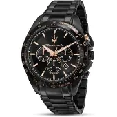 Maserati Traguardo 45 Mm Chr Black Dial Br Black Watch Noir Homme