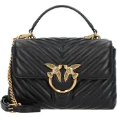 Pinko sac à main sac à épaule bandoulière Love Lady Puff Mini CL Sheep Nappa Chevron Black - Antique Gold noir