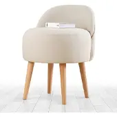 Hannah Home , Corvile- FLF1151, Sahne, Pouf classique, 50% coton / 50% lin
