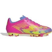 Adidas Chaussures de football F50 Club FG/MG terrain ferme/multi-terrain hommes - Lucid Pink/Lucid Lemon/Bleu Fusion