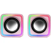 Mars Gaming MSCUBEP Pink, haut-parleurs de jeu RGB compacts, processeur de son DSP 8W, contrôle du volume