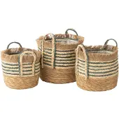 OEM J-Line 3Par set pot de fleurs Ubeda roseau/Pl naturel/bleu