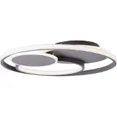 Brilliant Plafonnier moderne gris foncé Runda | intensité lumineuse variable via la télécommande | veilleuse | métal/silicone | max. 50 watts 5200 lumens 3000-6500 kelvins | Ø50cm
