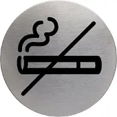 Durable Picto "No Smoking" Rond Argent Acier inoxydable