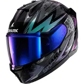 Shark D-Skwal 3 Blast-R, casque intégral ,Noir/Gris/Turquoise ,M