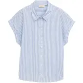 Tom Tailor Striped Short Sleeve Shirt Bleu S Femme