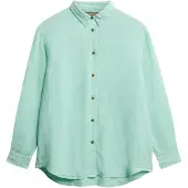 Superdry Casual Linen Boyfriend Long Sleeve Shirt Vert L Femme