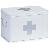 Zeller 18119 Boîte de rangement Rectangulaire Métal Gris et Blanc