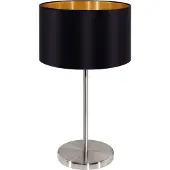 Eglo Lampe de Table Maserlo Noir Nickel Or Tissu Ø23cm Max. 60W E27 Interrupteur