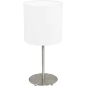 Eglo 31594 Pasteri lampe de table acier nickel mat textile blanc