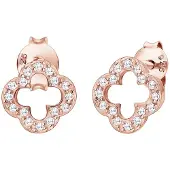 Elli Boucles d'oreilles 'Kleeblatt' or rose / transparent