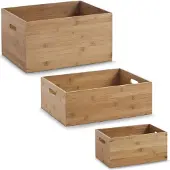 Zeller 13342 Caisse de rangement en bambou taille, 40 x 30 x 21 cm