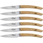 Laguiole Jean Dubost Set de 6 couteaux, bois de chêne