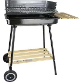Floraland Barbecue de jardin au charbon de bois avec étagères et roulettes MG905