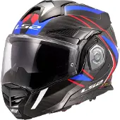 LS2 FF901 Advant X Carbon Future II, casque modulaire ,Noir/Blanc/Bleu/Rouge ,L