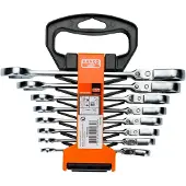 Bahco Articulated Combination Ratchet Wrench Set 8 Units Argenté