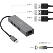 Gembird USB-C-Gigabit-Netzwerkadapter 3-Port-USB-3.1-Hub