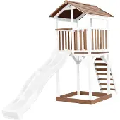 Axi Beach Tower Aire De Jeux Avec Toboggan En Blanc & Bac À Sable | Grande Maison Enfant Extérieur En Marron & Blanc | Cabane De Jeu En Bois