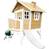 Axi Robin Maison Enfant Avec Toboggan Blanc | Aire De Jeux Pour L'Extérieur En Marron & Blanc | Maisonnette / Cabane De Jeu En Bois