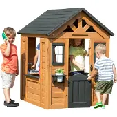 Backyard Discovery Sweetwater Cabane Exterieur Pour Enfant En Bois - Marron/Noire | Maisonnette De Jeux De Jardin | Avec Cuisine Dinette, Accessoires