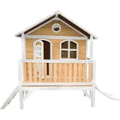 Axi Stef Maison Enfant Avec Toboggan Blanc | Aire De Jeux Pour L'Extérieur En Marron & Blanc | Maisonnette / Cabane De Jeu En Bois