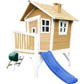 Axi Robin Maison Enfant Avec Toboggan Bleu | Aire De Jeux Pour L'Extérieur En Marron & Blanc | Maisonnette / Cabane De Jeu En Bois