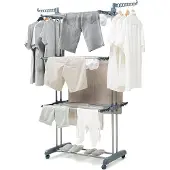 InnovaGoods Sèche-linge vertical pliable à roulettes Dolver 24 barres