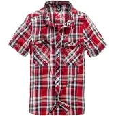 Brandit Chemise 'Roadstar' bleu foncé / lie de vin / rouge carmin / blanc