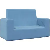 vidaXL Canapé pour enfants 2 places bleu doux en peluche