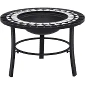 vidaXL Fire Bowl Mosaic 68 cm Keramik Schwarz und Weiß