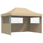 vidaXL Tente de réception pliable Pop-Up avec 3 panneaux latéraux Beige