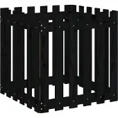 vidaXL Jardinière avec design de clôture noir 60x60x60 cm pin massif