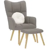 vidaXL Fauteuil relax avec pouf Taupe Tissu