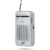 Ltc Audio Lega Radio de poche Radio portable AM/FM Fonctionnement sur piles Prise casque Argent