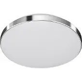 Telefunken Plafonnier LED à détecteur NEWA, 16 W, 1500 lm, IP44, blanc-chrome, plastique-métal, Ø 29 cm