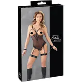Cotelli collection Bondage Bondage - body anneaux métalliques et menottes bras - noir - M