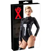 Late X Body femme à manches longues en latex (noir) - M