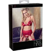 Abierta Fina Ensemble Lingerie Chaîne Scintillante (rouge) - L
