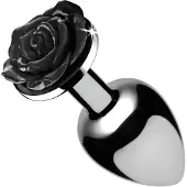 Booty Sparks Black Rose - plug anal en aluminium (argent-noir)