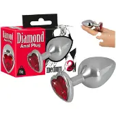 You2Toys - Diamond - plug anal en aluminium de 85 g (argent-rouge)